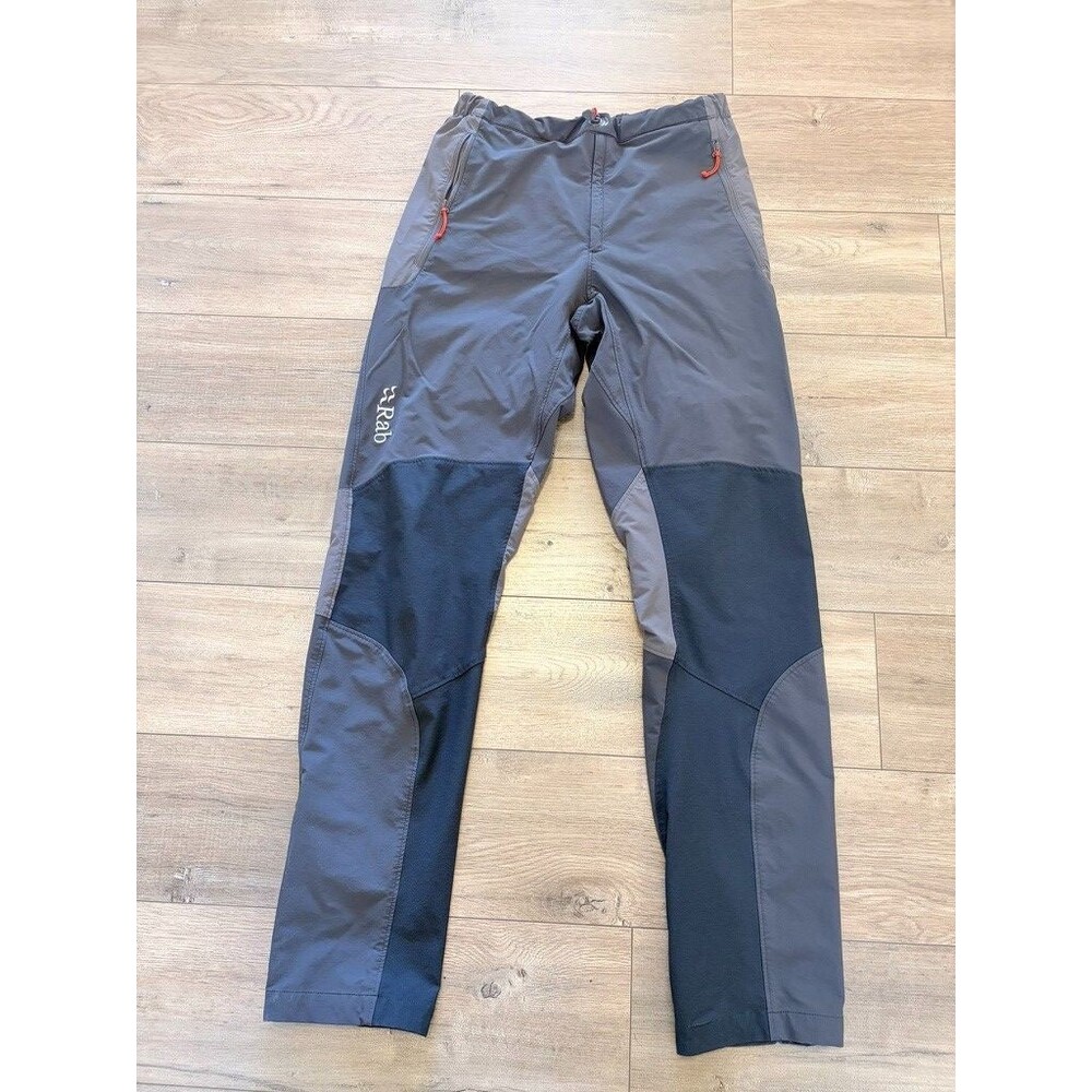 Rab Torque Mountain Pants Mens 30X32 Gray Softshell Hiking Climbing Zip Stretch